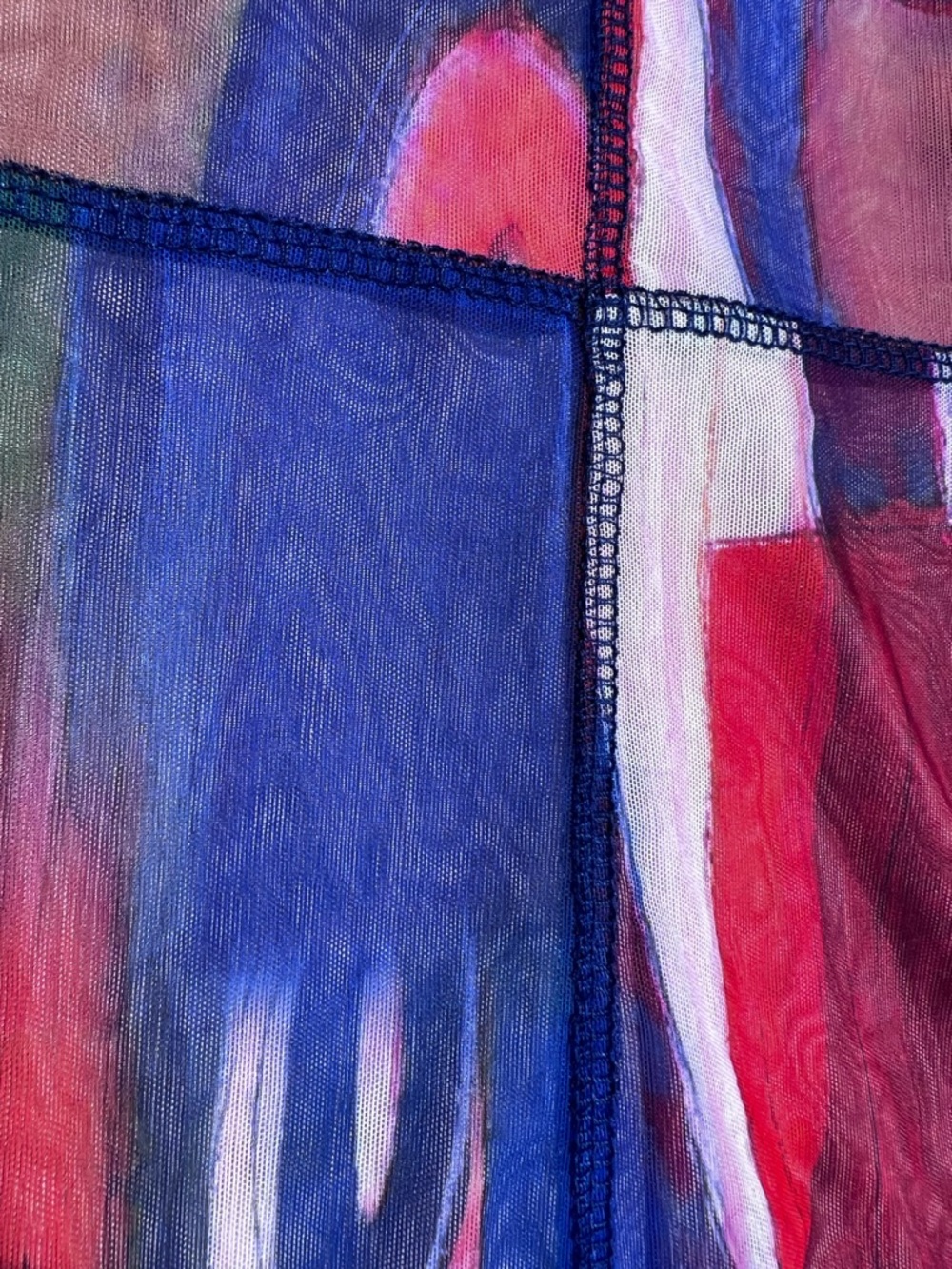 Multicolor Abstract Print Long Sleeve Mini shift Dress Extra SMALL - Picture 8 of 9